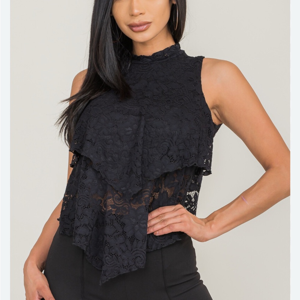 Monaco Black Lace Layered Blouse